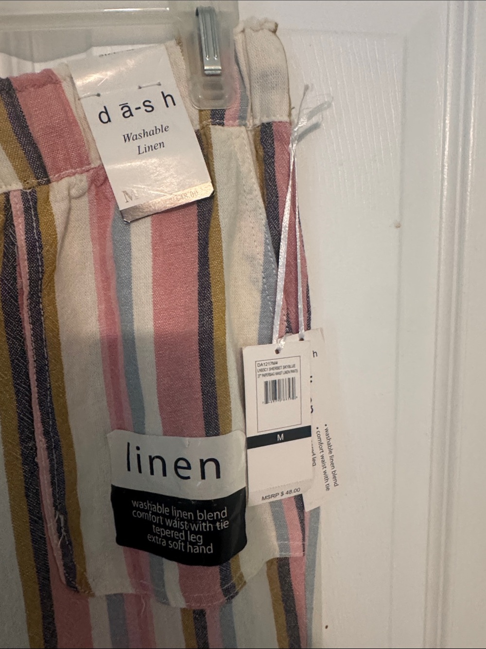 Dash Linen Striped Drawstring Pants - Multicolor - Picture 2 of 2